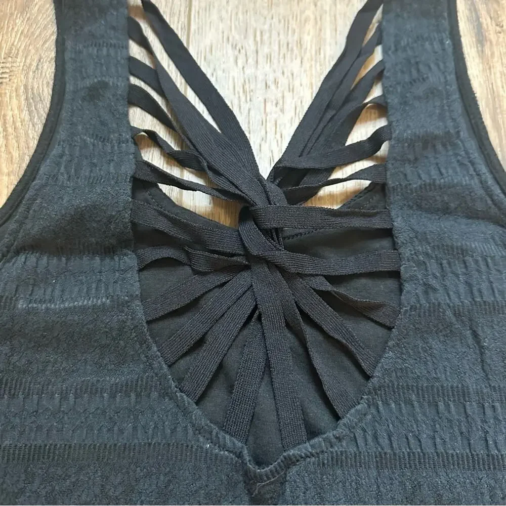 Free People Black Strappy Dress, Textured Material, Sheath, Statement, LBD, S‎